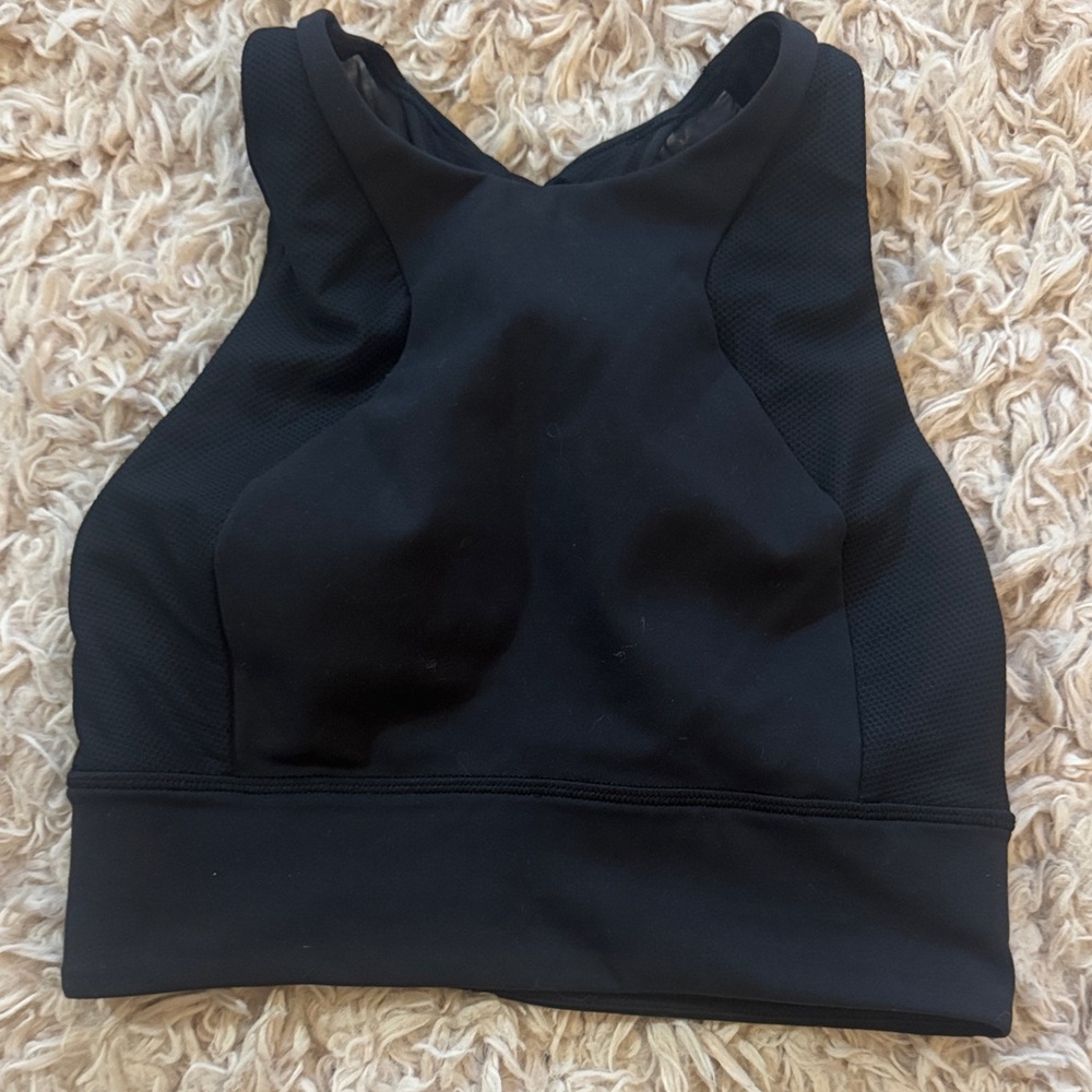LuLu Lemon Sport Bra . High-Neck Women's Black Sports Bralette / has pads